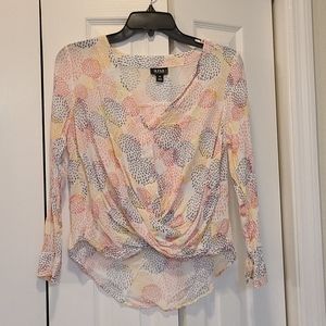 Blouse with faux tie front